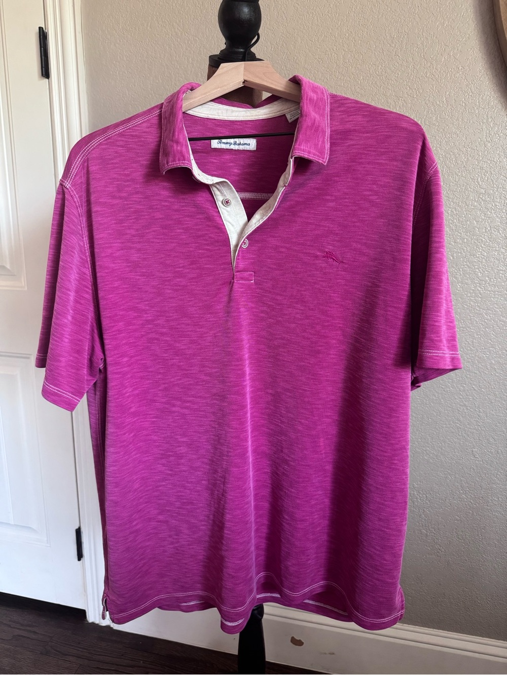 Tommy Bahama XXL Men’s Magenta Pink Purple Slub Polo Tencel Modal Marlin Soft